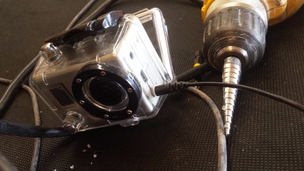 GoPro with a custom external mic adapter