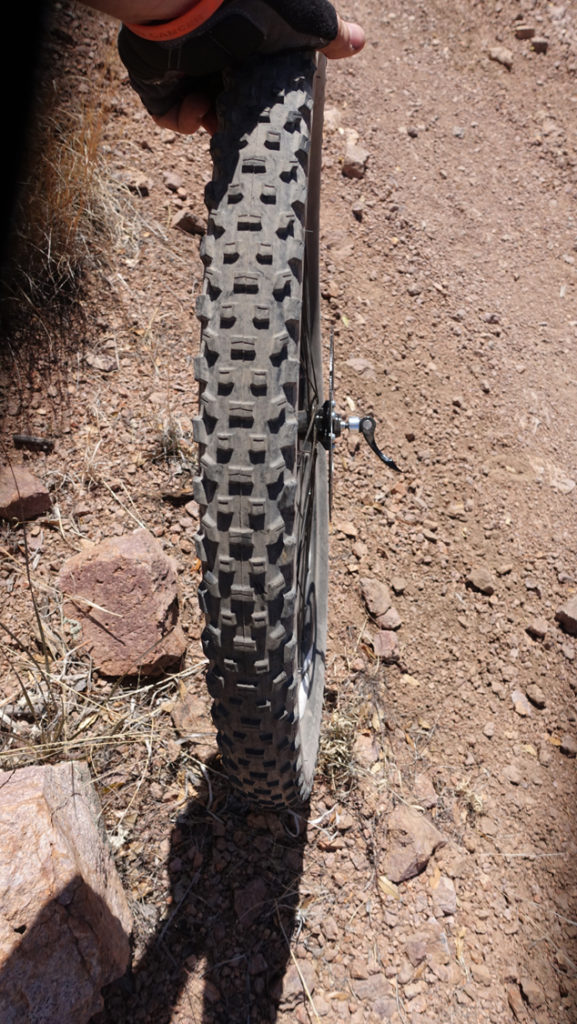 broken bicycle wheel on the arizona trail